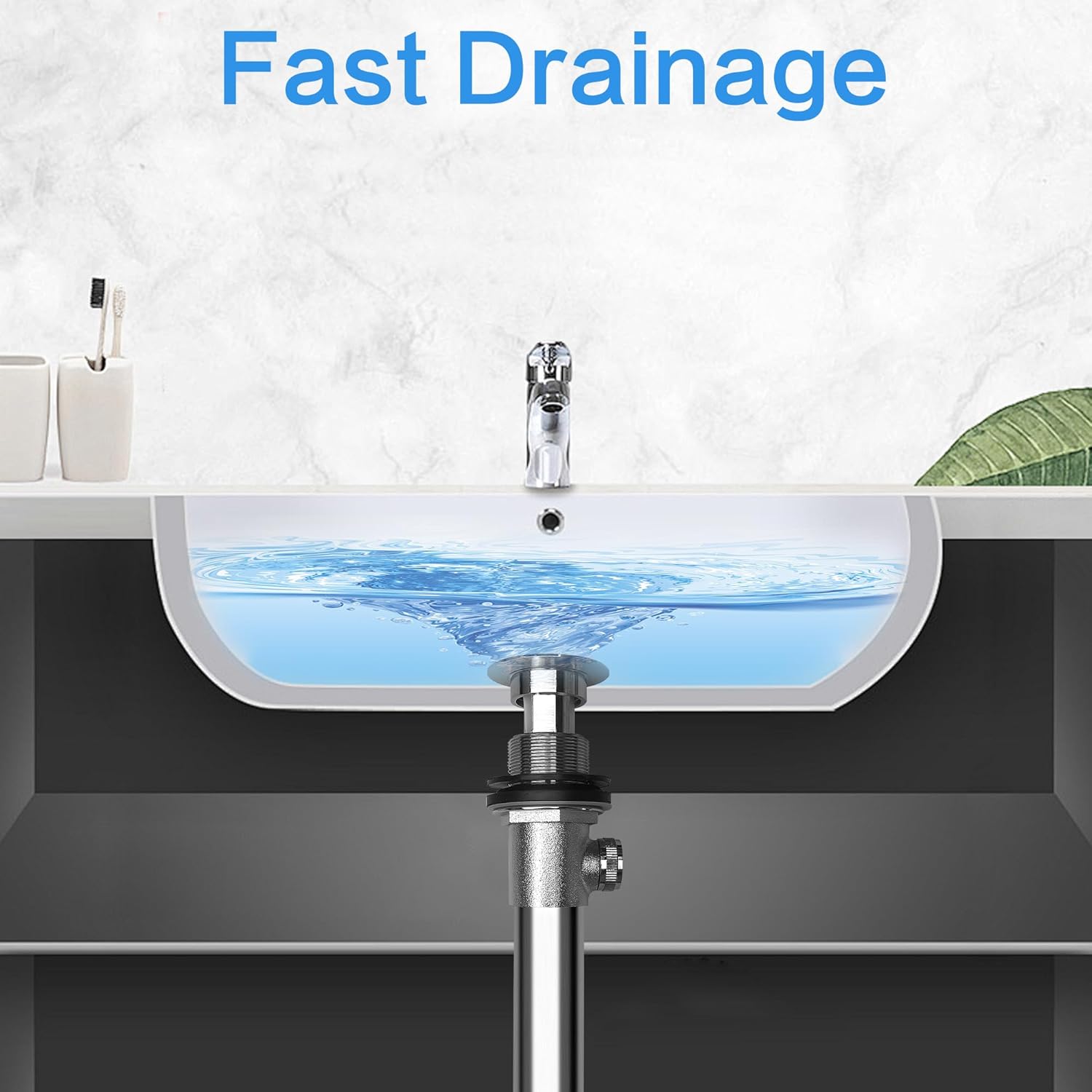 Pop Up Sink Drain Stopper Assembly with Ball Lift Rod and Overflow, Solid Brass Bathroom Pop Up Drain Assembly for Vanity Vessel Sink,All Brass Construction (Chrome Plated)