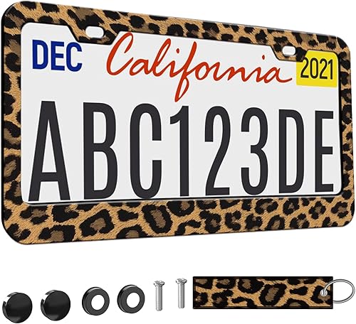 Miniatura 35 de 2 piezas Marco de matrícula azul con diseño de bosque montañoso para mujeres, marcos de etiqueta decorativa de coche azul montañoso para chicas,