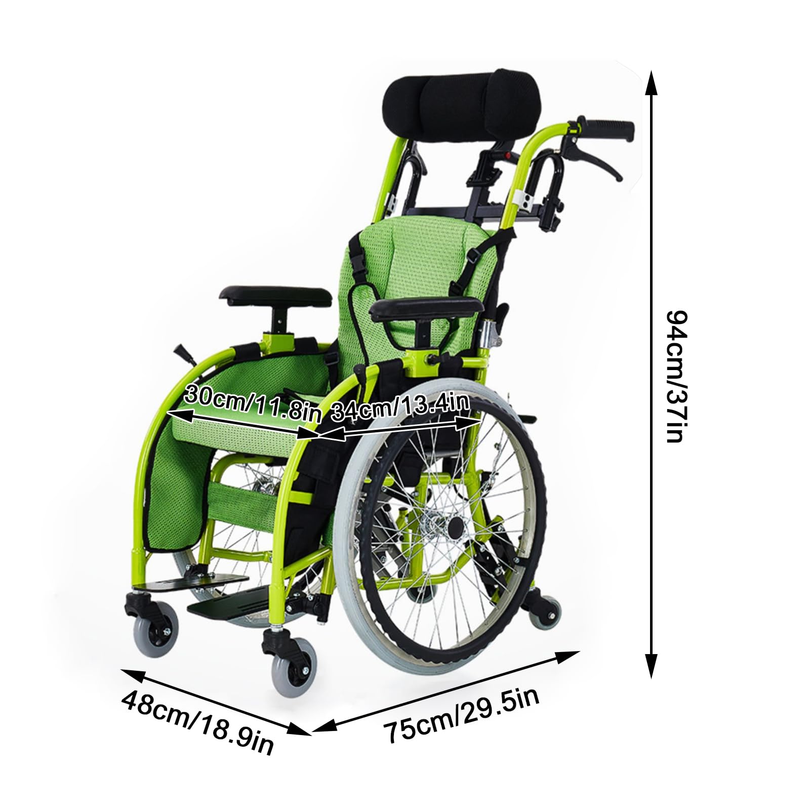 Silla de ruedas plegable, aleación de aluminio ligera, reposapiés basculante, frenos de mano, prevención de inclinación trasera