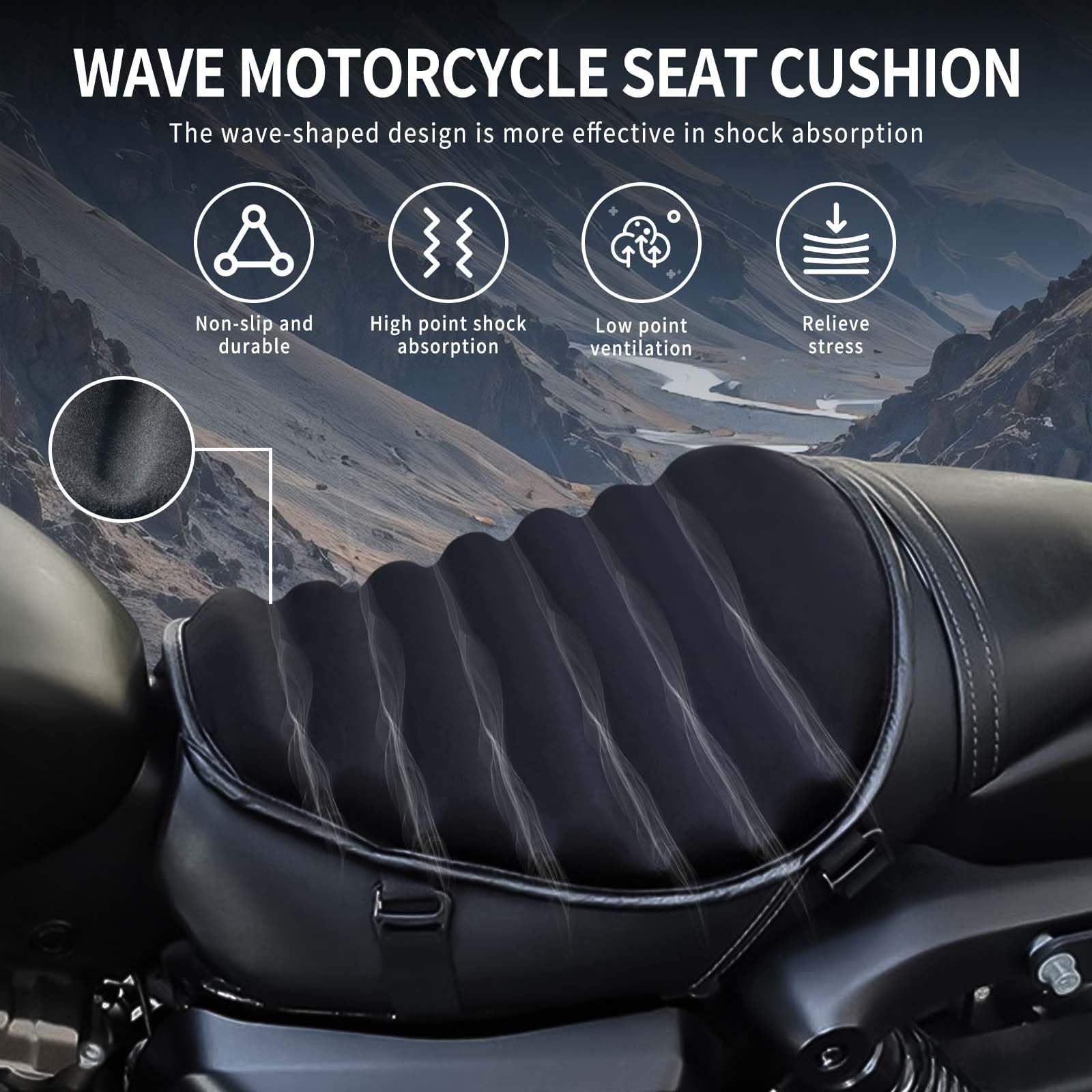 Cuscino per Sella Da Moto a Forma Di Onda,Nuovissimo Sella Gel Moto TPE,Comodo,Traspirante e Decompressivo,Adatto per Viaggi a Lunga Distanza,Cuscino Sedile Moto