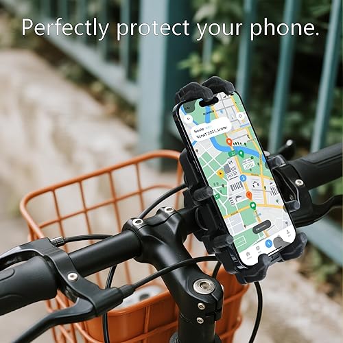 Miniatura 5 de Soporte de teléfono para bicicleta - Amortiguador de vibración doble Abrazadera de manillar de aleación de aluminio Soporte de teléfono de bicicleta