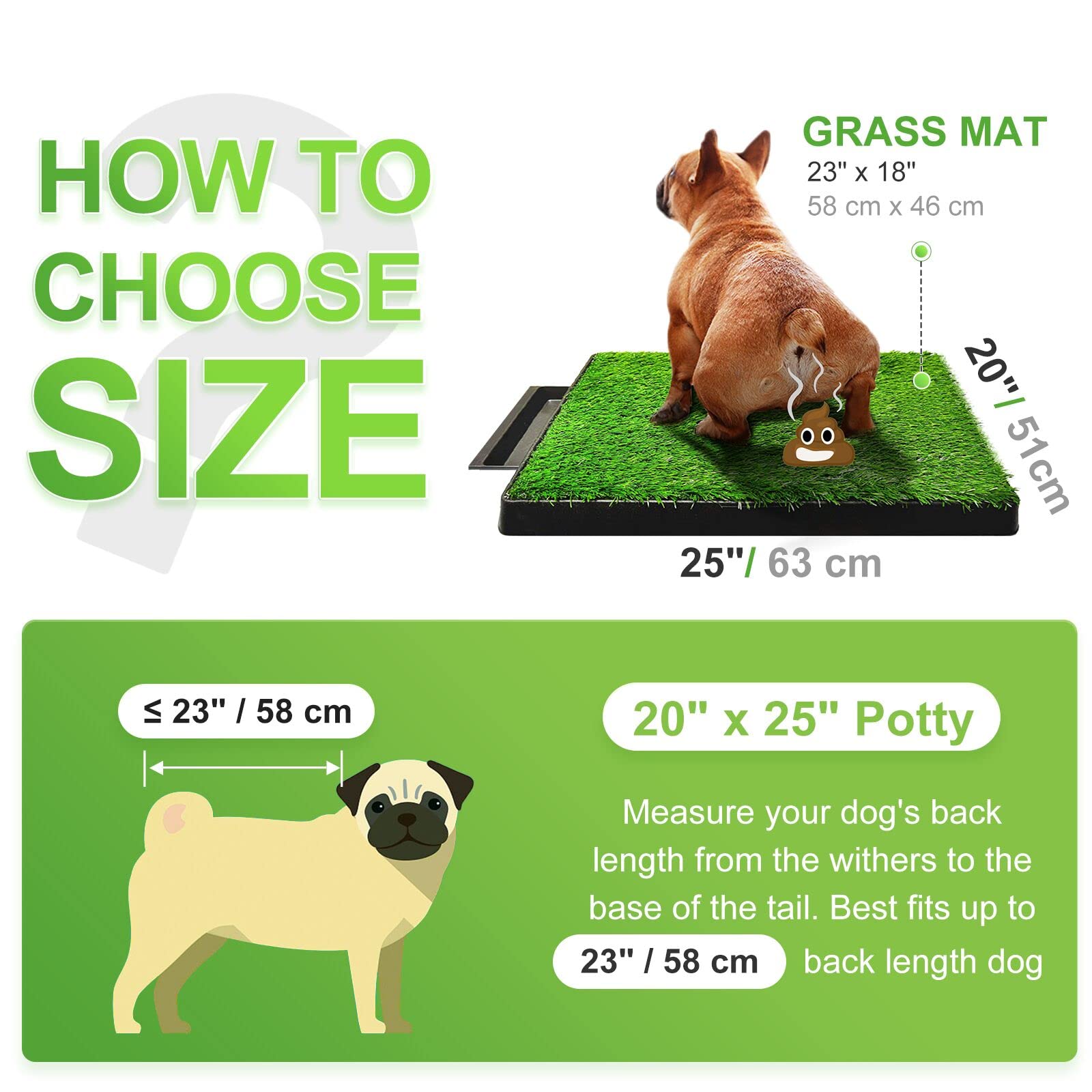 Hompet Toilette pour Chien, Litiere Toilette Interieur Tapis Pipi Chien, Bac à Déchets Amovible pour Un Nettoyage Facile, Gazon Artificiel Non Toxique, 63 x 51 x 7cm