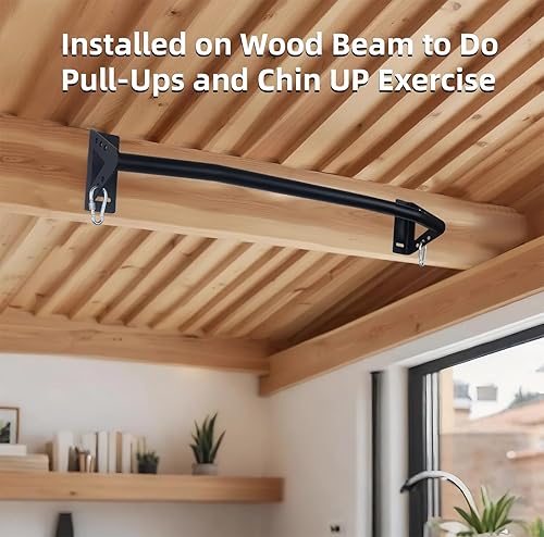 Miniatura 8 de Barra de dominadas resistente montada en la pared con banda de asistencia, barra de dominadas de entrenamiento de fuerza para marco de puerta, barra