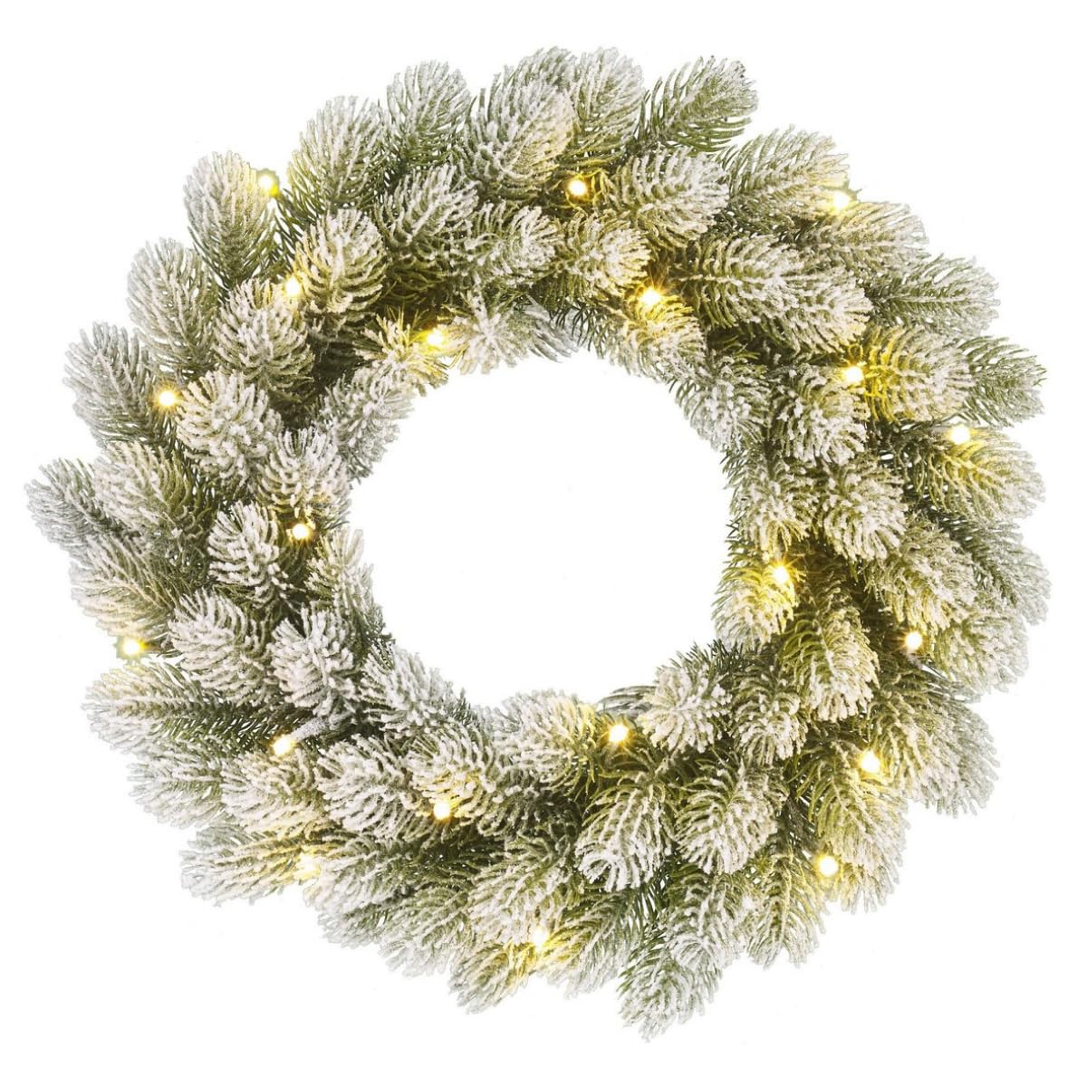 Couronne de Noël Nagoya avec LED verte de 45 cm pour sublimer votre porte