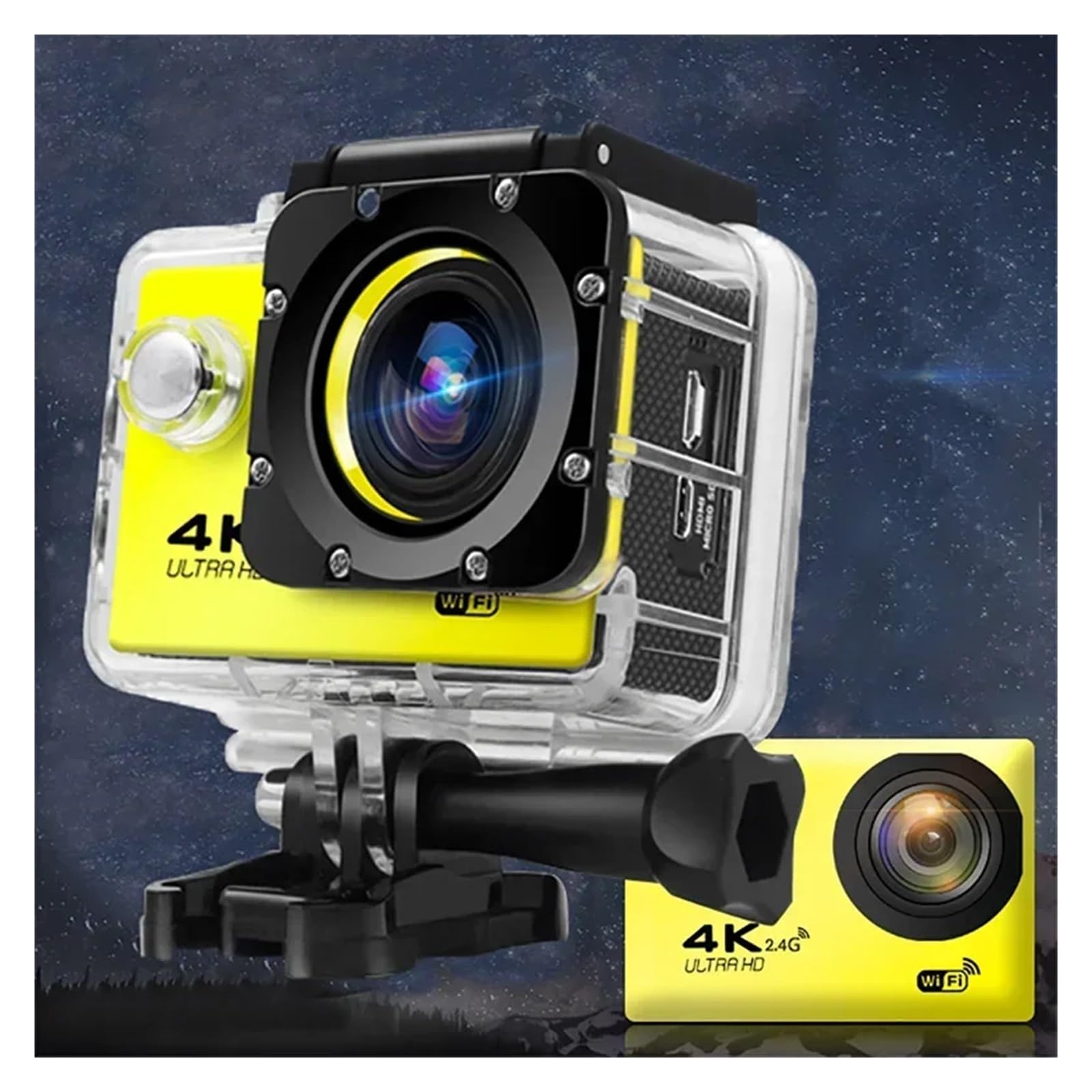 WiFi 4K/30fps 2.0-inch 170D Helmet Action Camera Anti Shake Video Recording | Records outdoor sports, travel, riding, helmet and action video with portable wide-angle camera functions(Yellow)-image-18