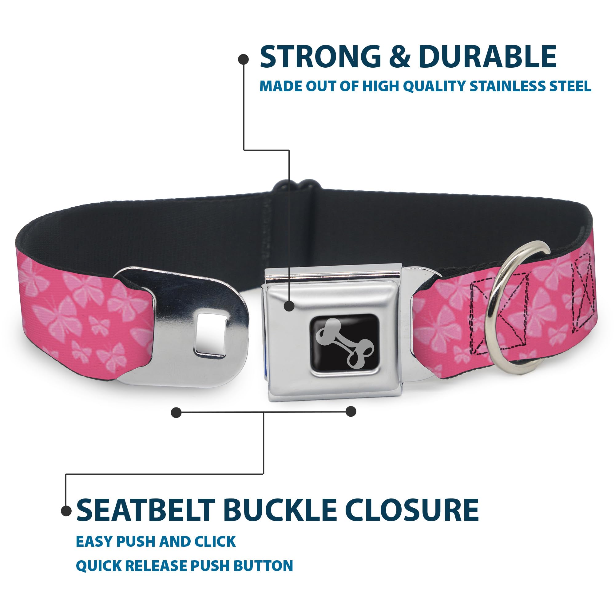 Buckle Down Farfalle Rosa Collare Bone Largo, Small/13 – 45,7 cm