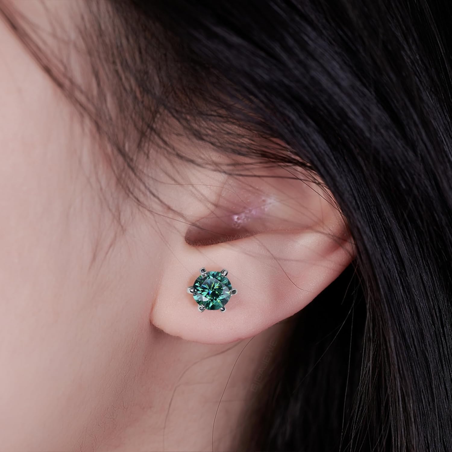 GIGAJEWE Moissanite Stud Earring Round Cut Total 2.0ct,18K White Gold Plated Silver Earring for Women Men… - Image 3