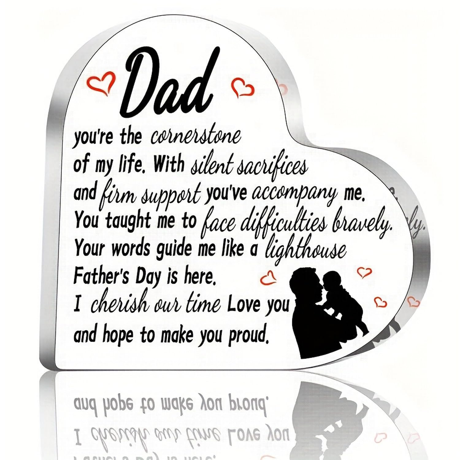 Dad Gifts from Daughter, Fathers Day Gift, Acrylic Plaque Dad Birthday Gifts from Daughter, Heart-shaped Acrylic Best Dads Present,Present for Dads Birthday, for Christmas, Fathers Day