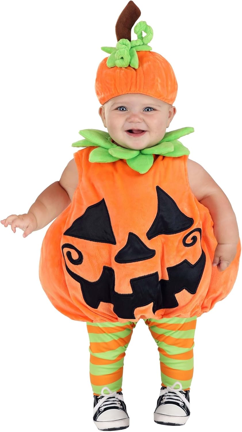 Infant Plump Pumpkin Halloween Costume | Babies 1st Halloween Pumpkin Patch Jack-O-Lantern Bubble Outfit