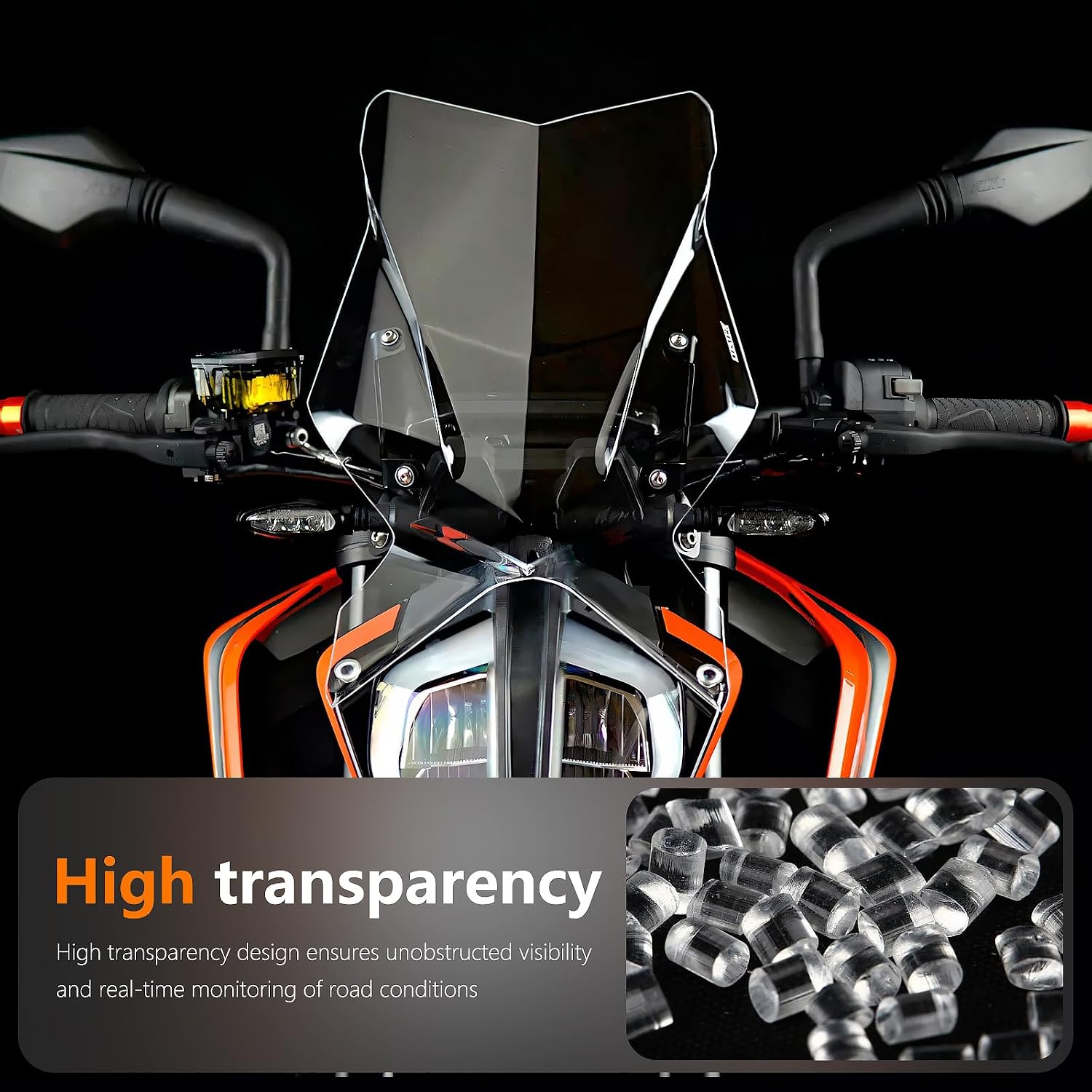 For Duke 790 Duke 890 Windshield Windscreen Wind Screen Wind Deflector Guard for 790 DUKE 2018-2024/Duke890 2020 2021 2022 2023 Motorcycle Windshields (Transparent)