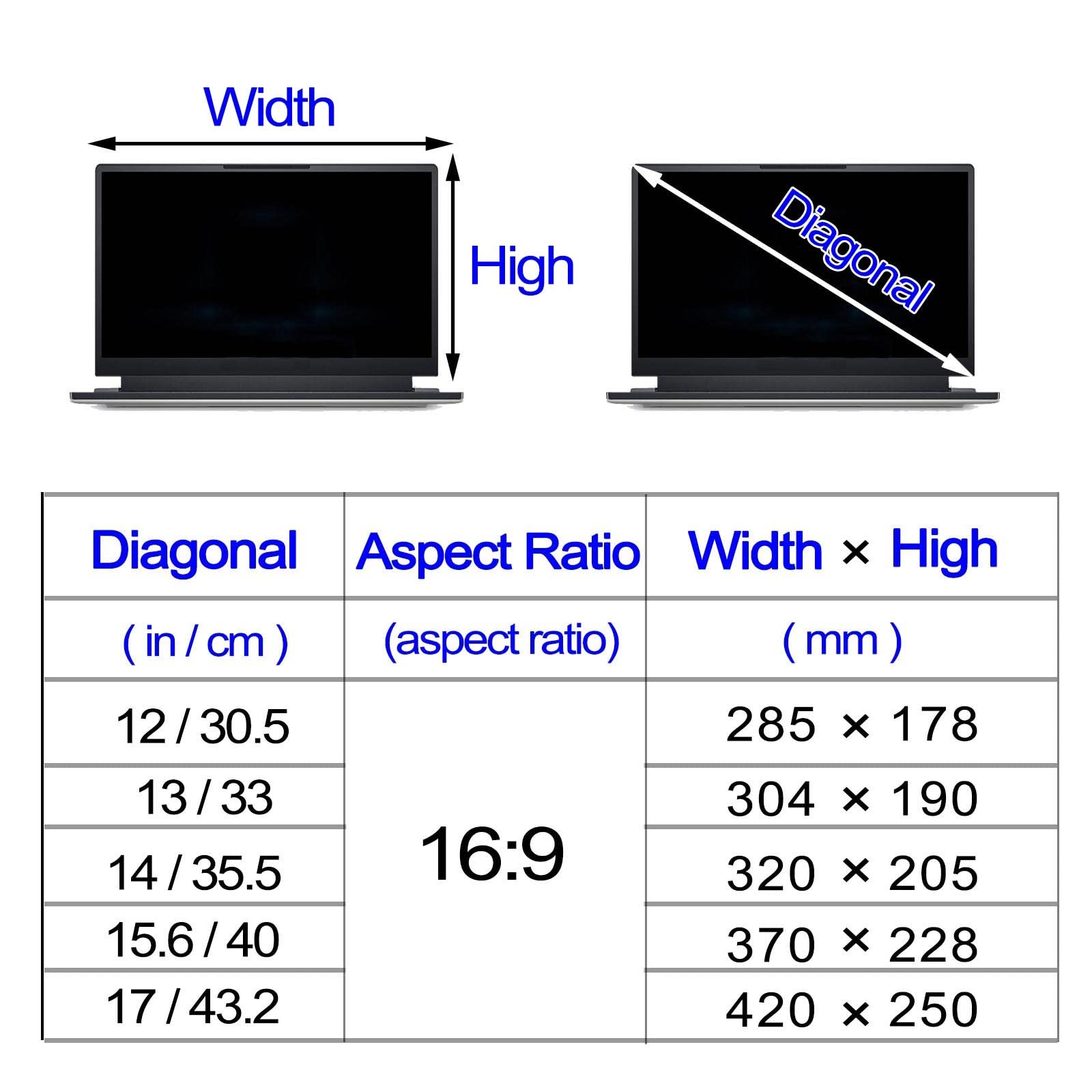 Computer-Monitor-Bildschirmfilter, HD-Blaulichtfilter-Laptop-Displayschutz for Aufhängen, 2 mm, abnehmbar, wiederverwendbar, 12–17 Zoll(15.6in/40cm)