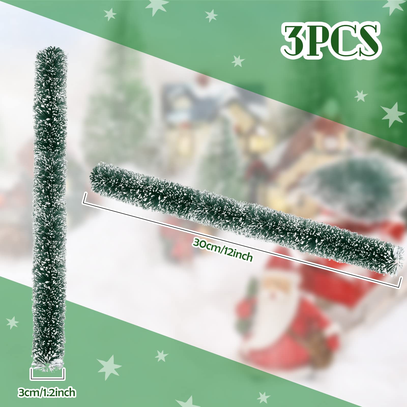 Youyole 3 Stück Weihnachtsdorf-Sisalhecken – Flexible Grüne Wanddekoration Mit Schnee-Effekt, Ca. 30 Cm