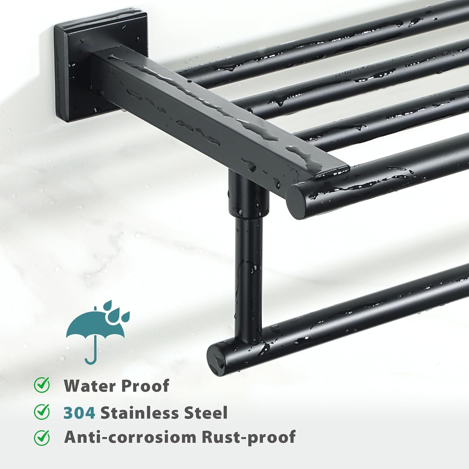 Alise 28 Inch Towel Racks for Bathroom Wall Mounted,Bathroom Towel Rack with Tower Bar,Double Towel Racks for Bathroom,SUS304 Stainless Steel Bathroom Towel Holder Matte Black - Image 8