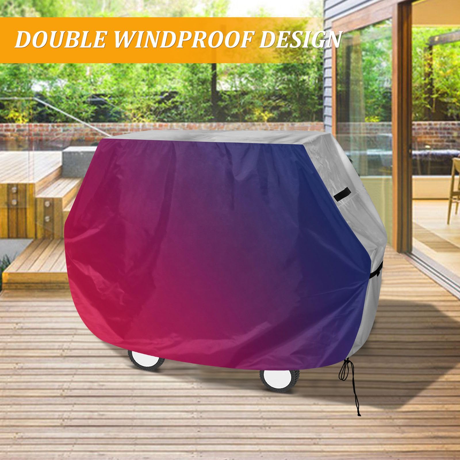 Copertura per barbecue con gradiente rosso e blu, impermeabile, resistente, per esterni