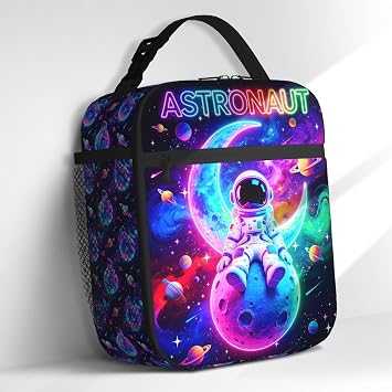 Space Planet Lunch Box for Boys Reusable Insulated Galaxy Lunch Box for Kids Thermal Cooler Tote for School Travel Picnic Hiking
