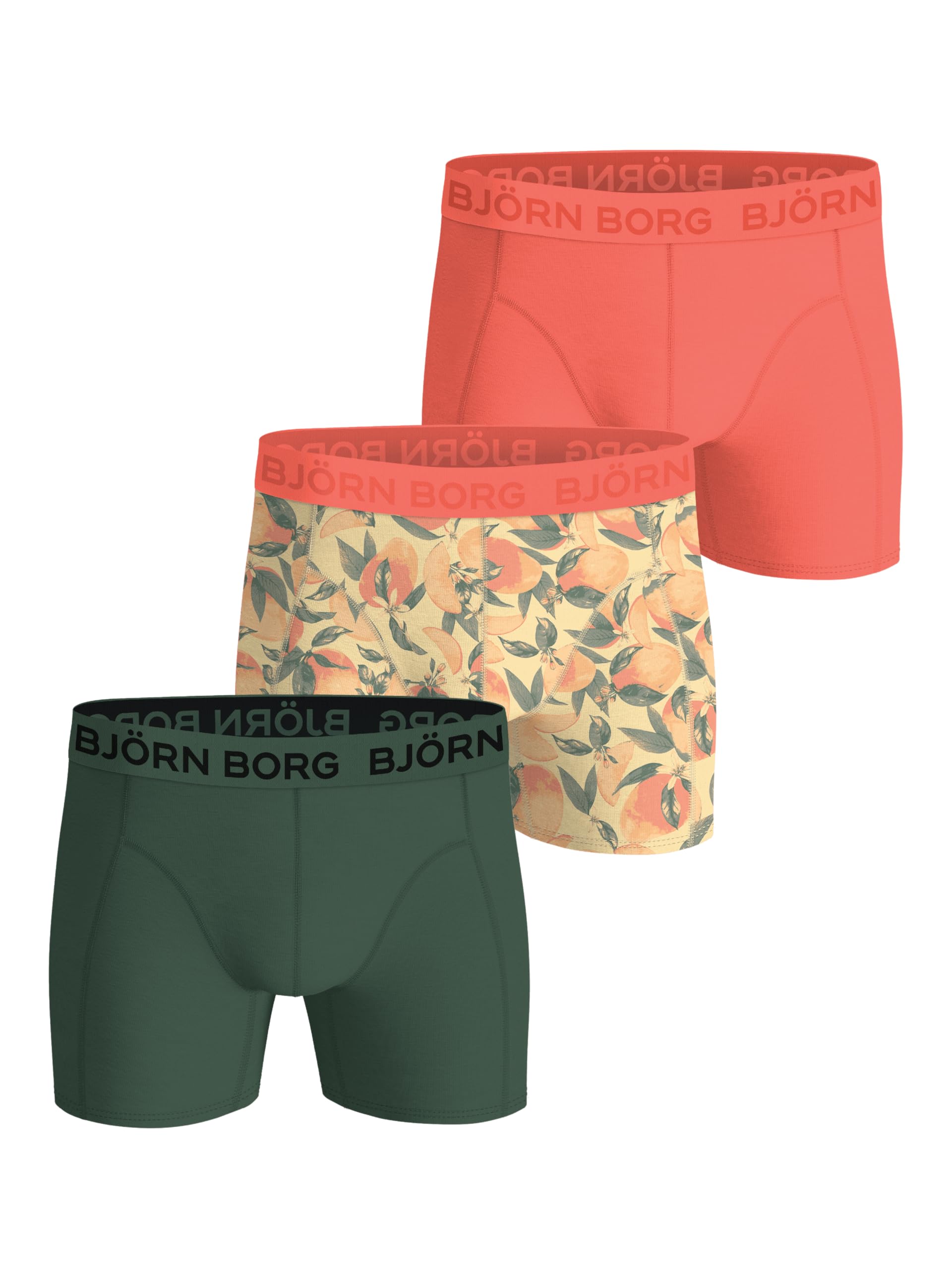 Björn Borg Men's Green Cotton Stretch Boxers 3-Pack S