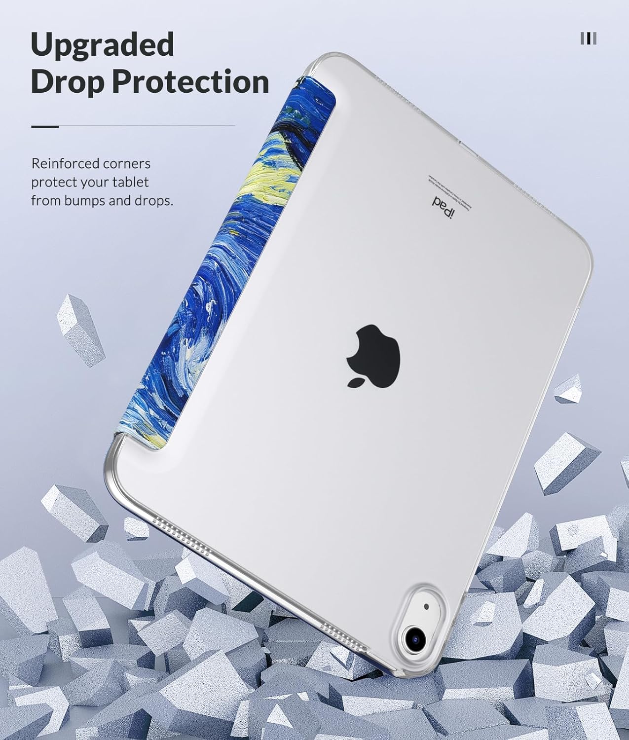 MoKo Case for New iPad (A16) 11th Generation 2025/10th Generation 2022, iPad 11 inch/10.9 inch Case with Soft TPU Translucent Frosted Back Cover,Auto Wake/Sleep,Support Touch ID,Starry Night - Image 8