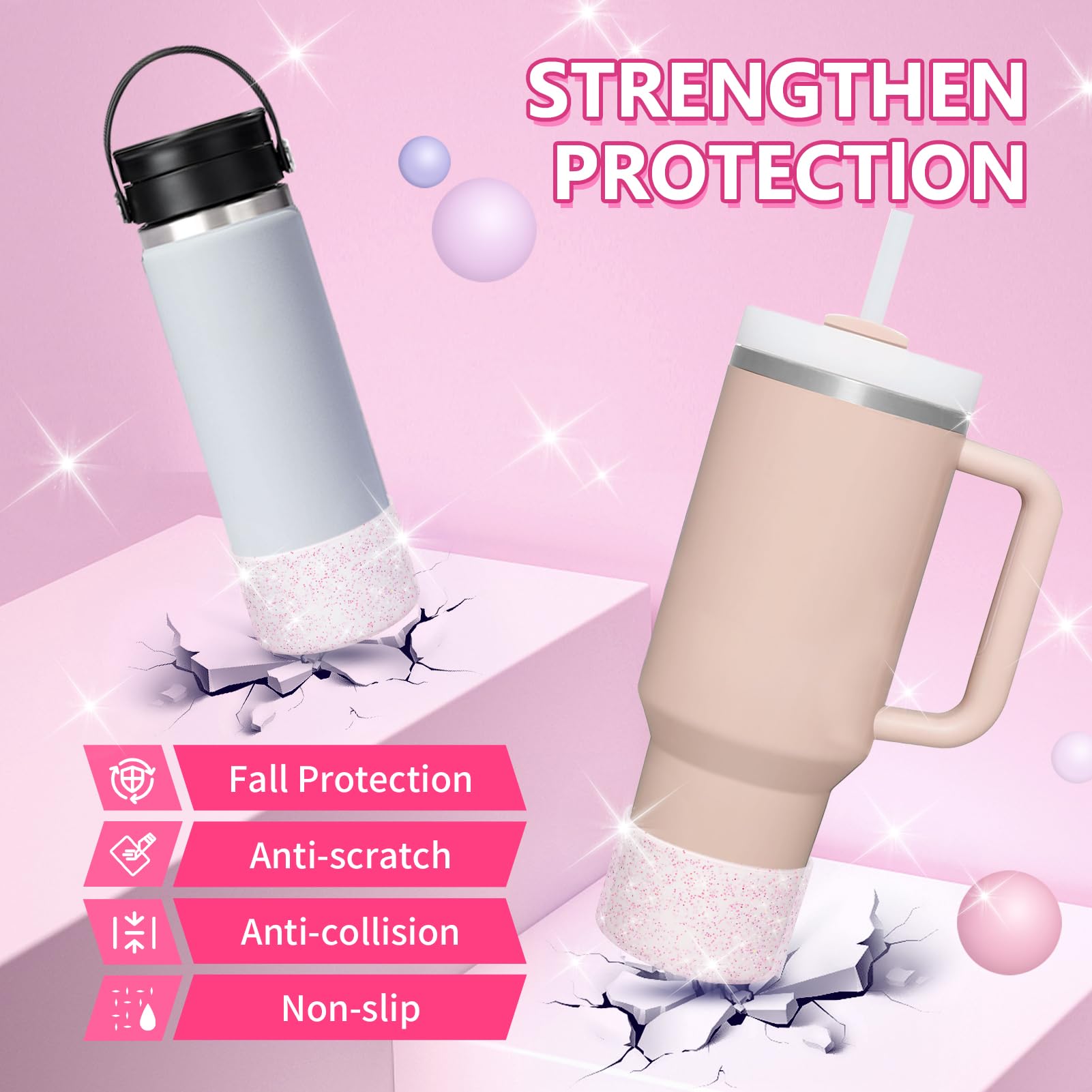 WUQID Silikon-Wasserflaschenstiefel (Diamanttextur) – Schutz Für Flaschen Von 340 Ml Bis 1134 Ml, Rutschfest, BPA-frei