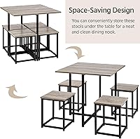 Vista 22 de Yaheetech Juego de mesa de comedor de 3 piezas, juegos de mesa y sillas de cocina para 2 personas, mesa compacta con 2 taburetes y diseño de ahorro