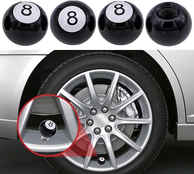 4Pcs Dust Caps for Car Tyres Universal Tyre Valve Caps Pool 8 Ball
