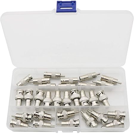 RCA to BNC Connector Kit 30 Pcs BNC Male to RCA Male/BNC Female to RCA Male/BNC Male to RCA Female Coax Audio Plug Adapter Connector Assortment Kit