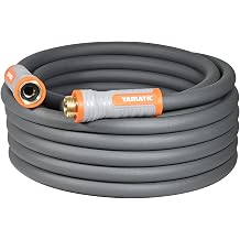 YAMATIC Flexible Garden Hose 5/8" x 30ft, 360 Swivel Handle, Burst 600 PSI | Water Hose for All-weather, 3/4" Brass Connections for Leakproof, Lightweight Hose for Lawn, Agriculture, Gray