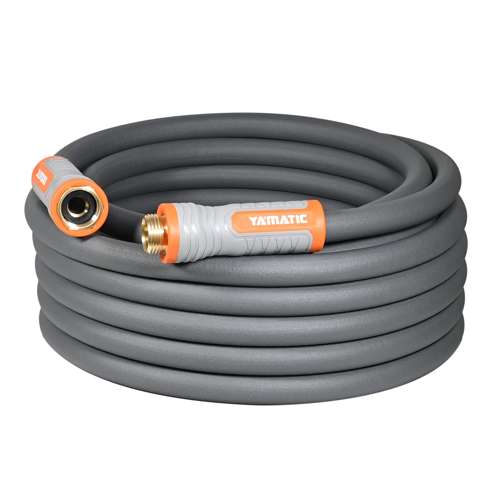 yamatic heavy duty garden hose 5/8 in x 30 ft with swivel handle, super flexible water hose, all-weather, lightweight, burst 600 psi, gray