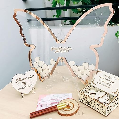Personalized Butterfly Quinceanera Guest Book Drop Box Alternative - Unique Gifts for Daughter's Mis Quince Anos - Sweet 15 & Sweet 16 Celebration -