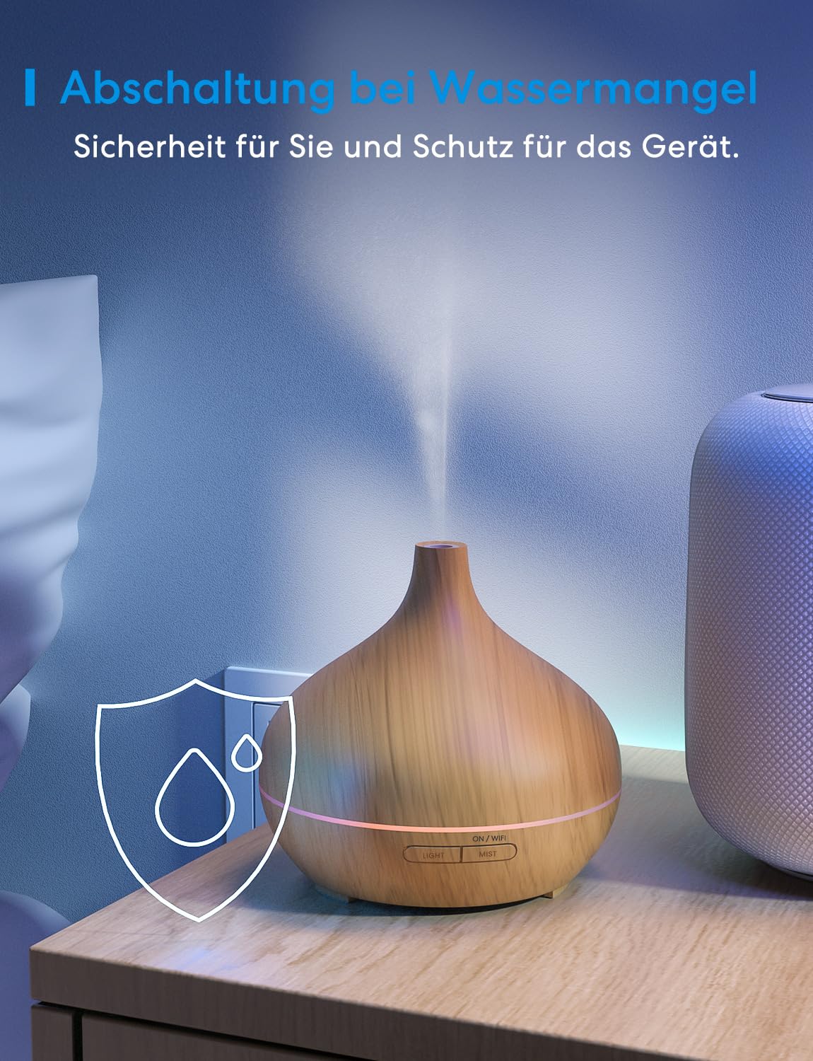 Meross Smart Aroma Diffuser Mini | 400ML & RGB | Fernsteuerung | Sprachsteuerung | App Steuerbar & 2,4 GHz WLAN | Luftbefeuchter Intelligent | kompatibel mit Apple Home, Alexa und Google Home