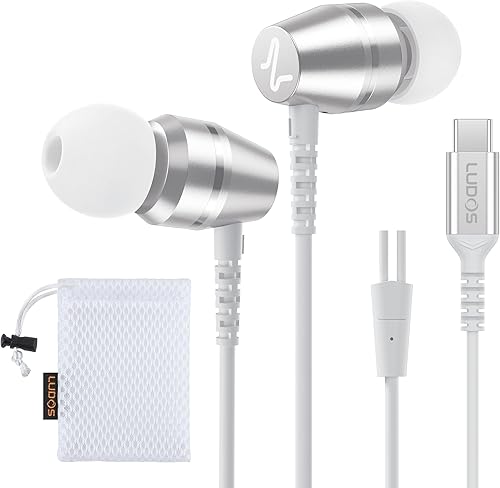 LUDOS OMNITONE - Auriculares USB C para iPhone 16 15 Pro Max Plus iPad Pro, 5 años de garantía, auriculares USB-C para Samsung Galaxy S24 S23 Ultra