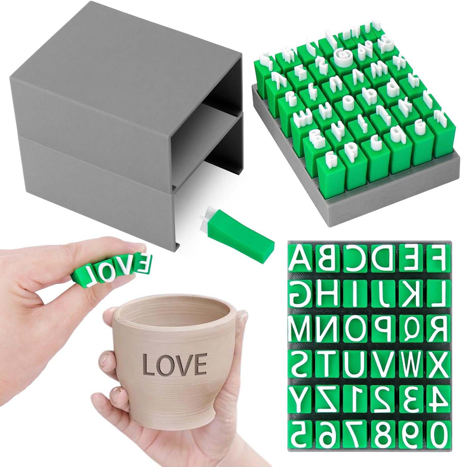 Meetory 2 PCS Alphabet Stamps for Clay Pottery, Letter Stamps, Clay Letter Stamps, Capital Letters and Number, Lowercase and Alphabet Symbols Small Press Fondant Embosser DIY Cookie Stamps