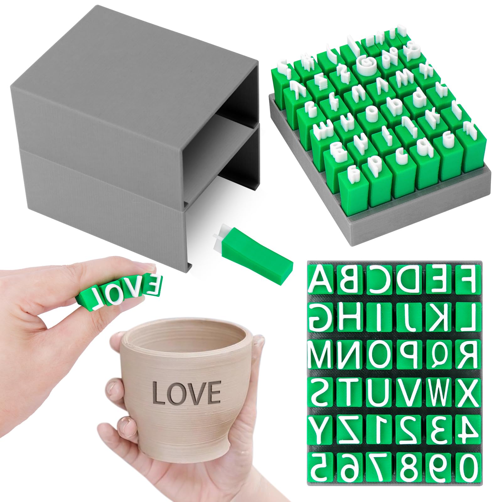 Tampons alphabet pour poterie pour marquer l'argile sans bavure, presse lettres minuscules