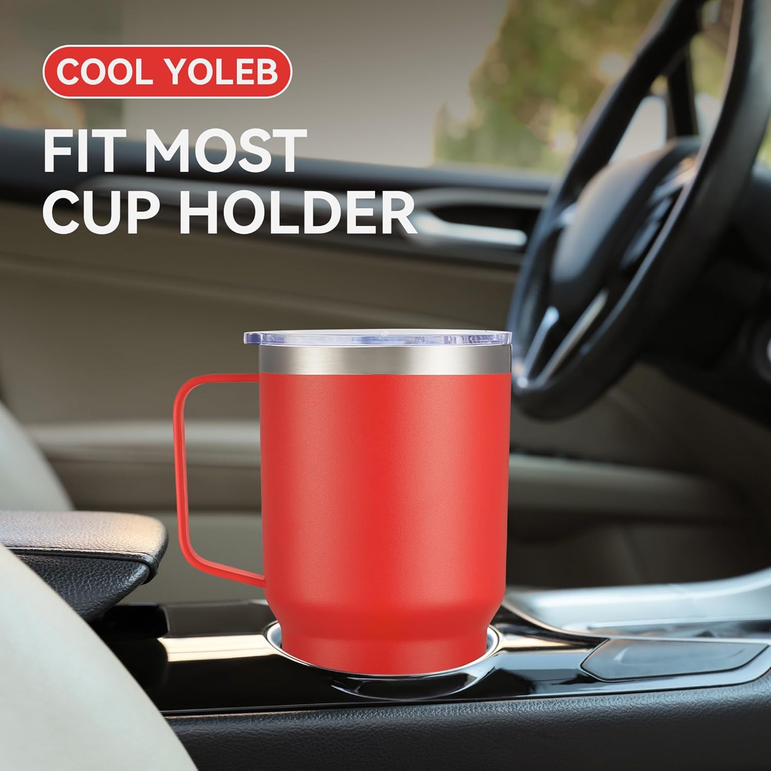 30 oz Tumbler with Handle and Lid, Stainless Steel Tumblers Double Wall Vacuum Insulated Travel Mug Leak Proof Cup Keep Drinks Cold and Hot Red, 1 Pack - Image 3