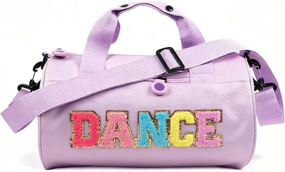 Dance Bag for Girls Cute Ballet Bags Weekender Travel Duffle Bag Sport Gym Bag for Women and Men Toddler Kids Bag for Dancers Purple, M
