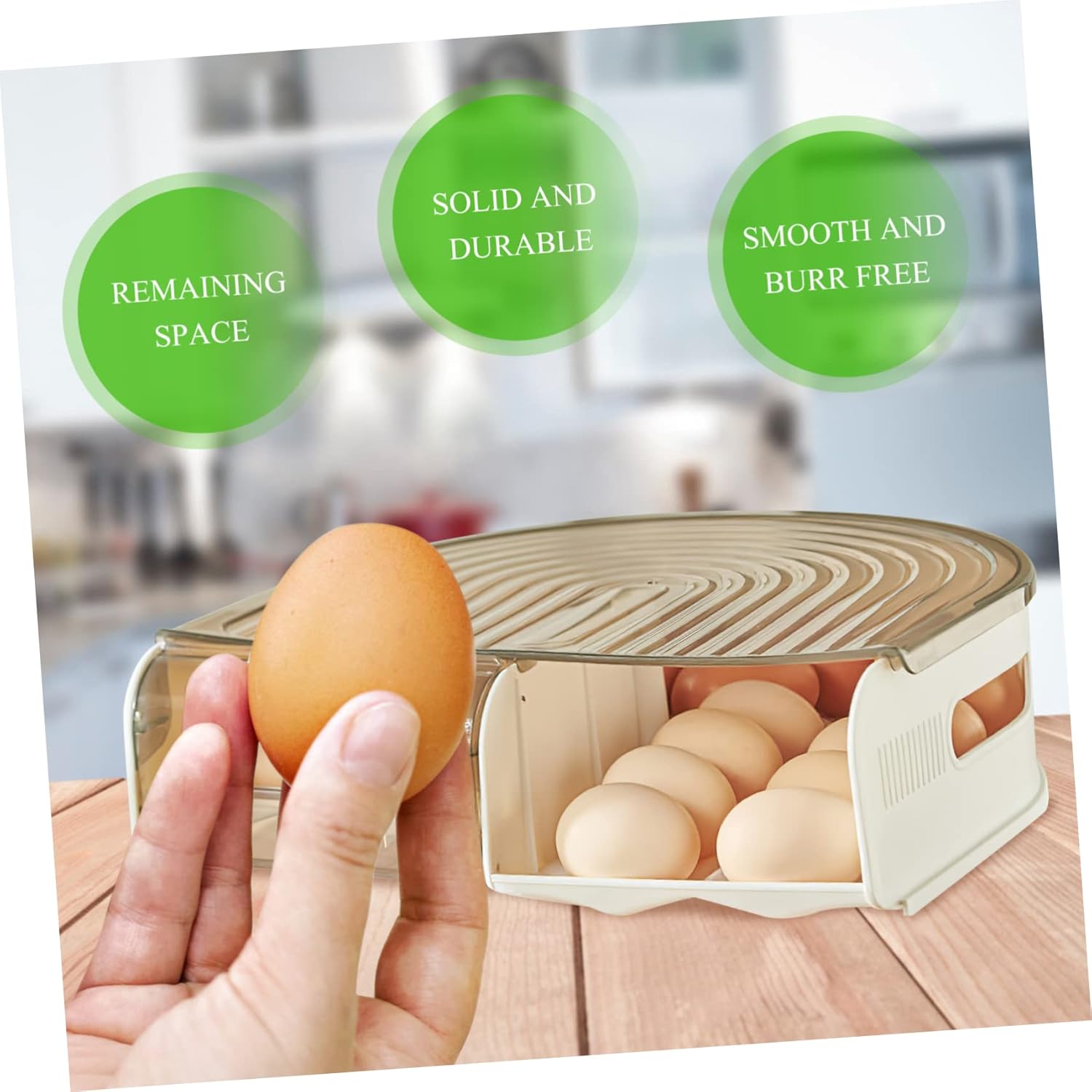 U-Shaped Egg Organizer Lid Refrigerator Egg Storage Box 1-Piece Plastic Holder for Kitchen Multi-Function Wear-Resistant Tray