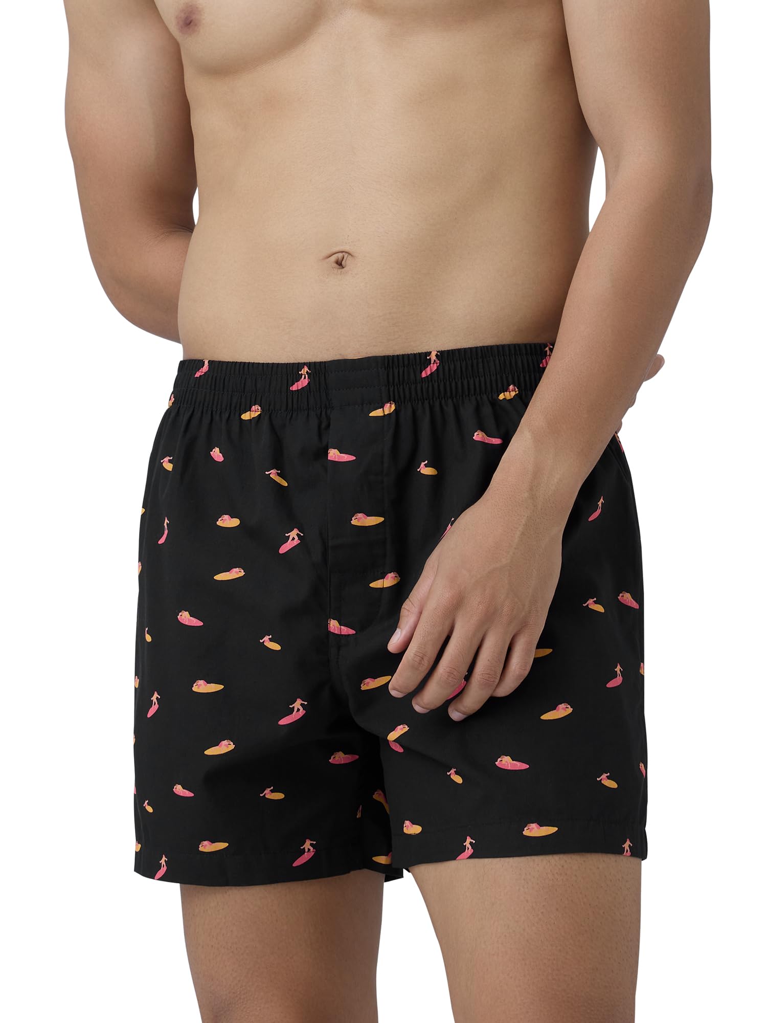 XYXX Men's 100% Super Combed Cotton All Over Printed Surf Boxer Shorts with No-Marks Waistband and Dual Side Pockets
