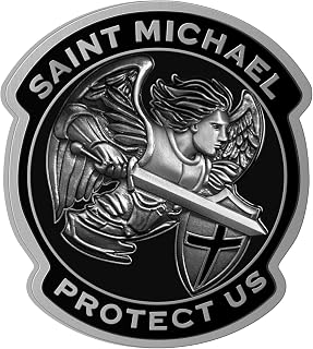 Saint Michael Archangel Tactical 3D Car Emblem - Zinc Alloy Badge with Black/Blue Enamel & 3M Adhesive for Trucks, Toolboxes