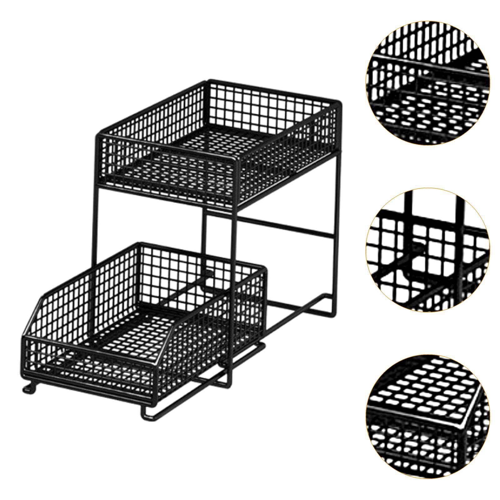 Qianly Organizador Bajo Fregadero con Deslizante Estante de Hierro Robusto y Capacidad Ampliada Adecuado para Baño Cocina Dormitorio Organización, tal como se describe, S