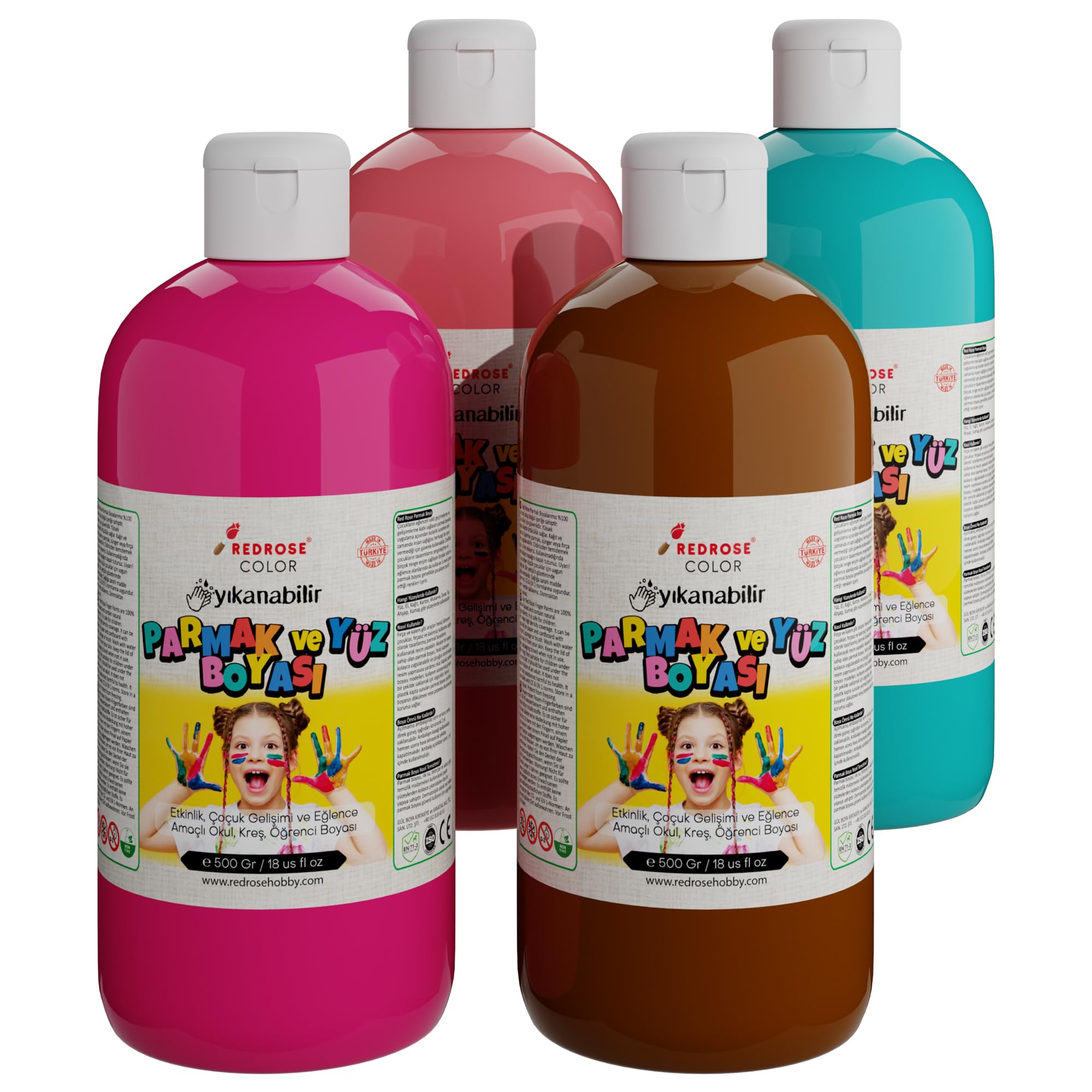 Red Rose Tamamlayıcı Renkler Parmak Boyası 4'lü Set 4x500 gr