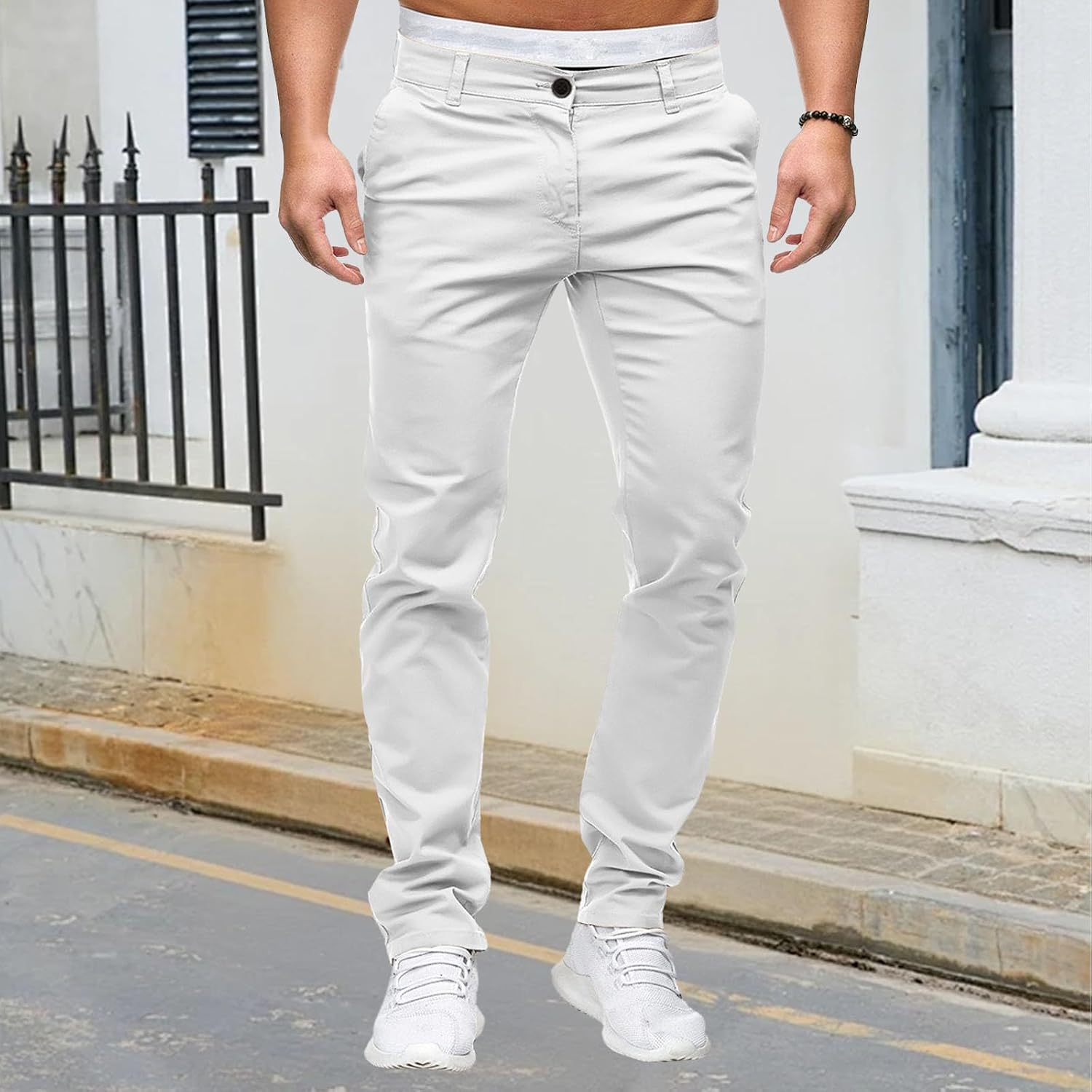 Men Slim Casual Solid Home Trousers Thin Outdoor Casual Work Pants Fall Slim Student Daily Sport Pant