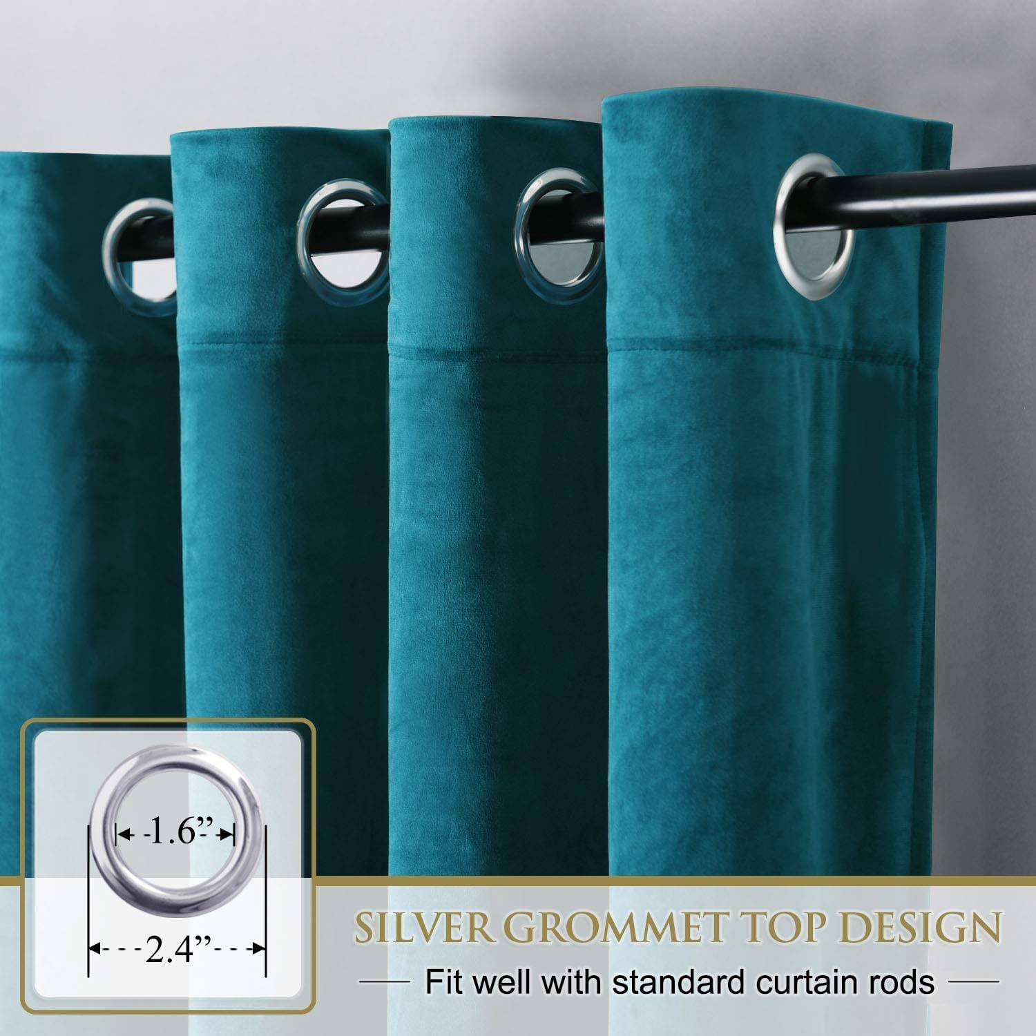 aeTHEric Velvet Curtains Light Blocking Velvet Curtain Panels Privacy Eyelet Panels Drapes for Bedroom/Sliding Glassfor Living Room Bedroom Kitchen 10 feet 2 pc 1