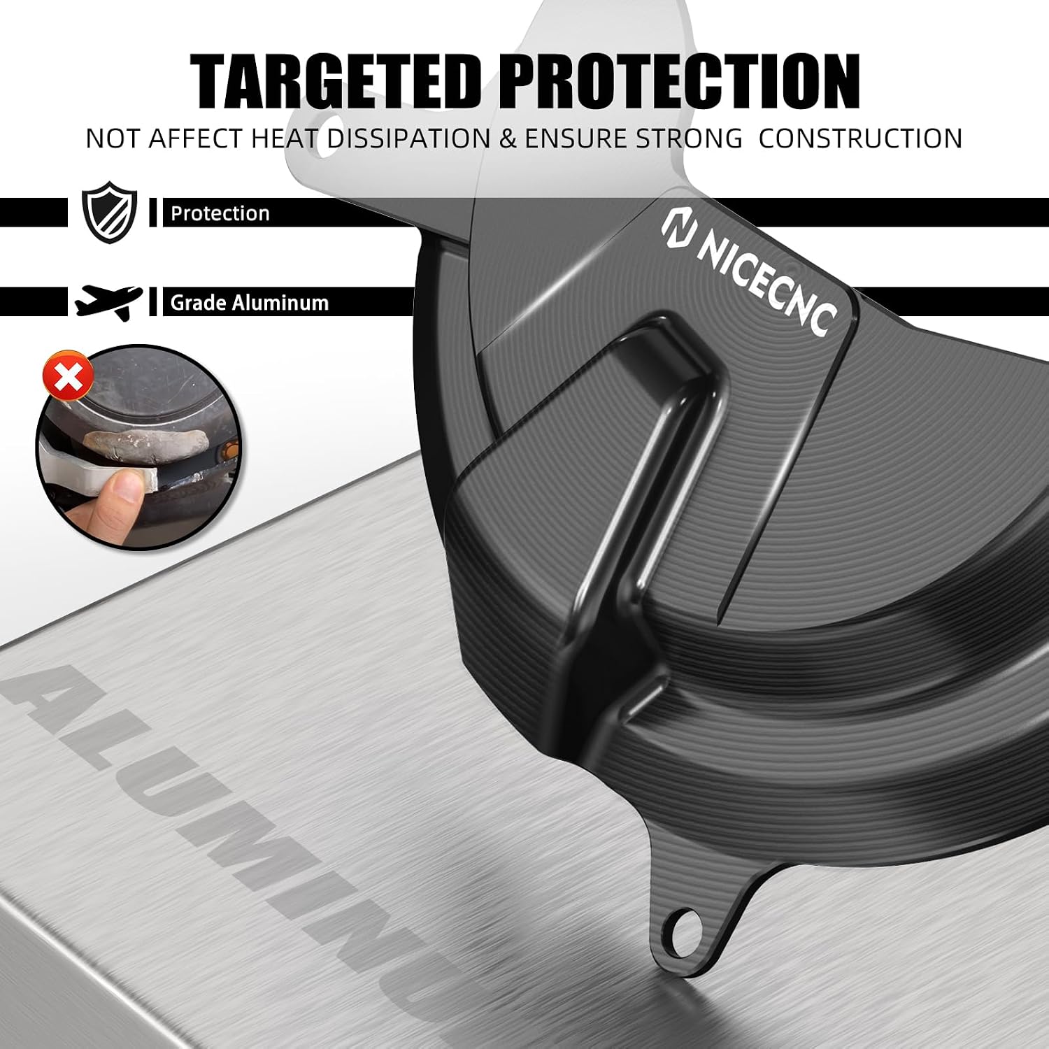 NICECNC Aluminum Clutch Protection Cover Clutch Guard Cover Compatible with Yamaha Tenere 700 /XTZ 700 2019-2024, Yamaha Tenere 700 /XTZ 700 2019-2024, CNC Clutch Shield Cover, Anodization, Black