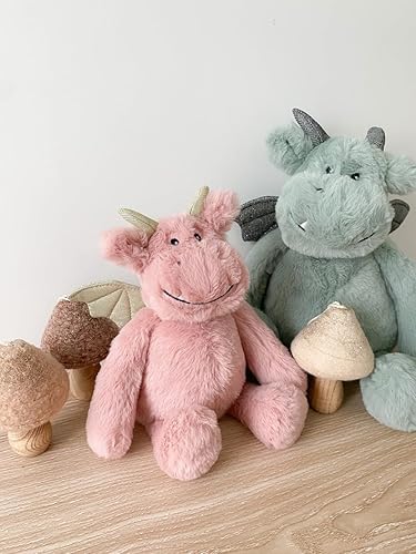 Miniatura 8 de MON AMI Daphne - Animal de peluche del dragón, 11 pulgadas, adorable juguete de dragón suave para niños, animales prehistóricos, rosa