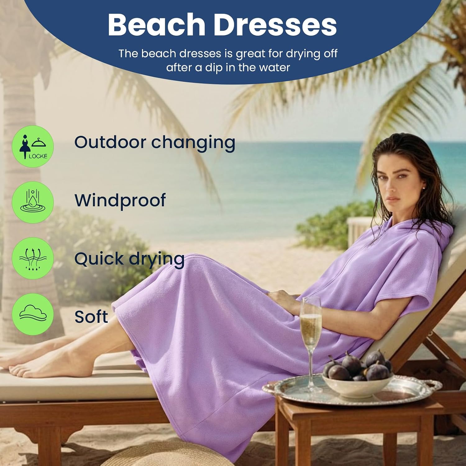 Swim Cover Up for Women – Hooded Zip-Up Beach Cover Up Robe, Quick Dry Towel for Swimming, Surfing & Beach