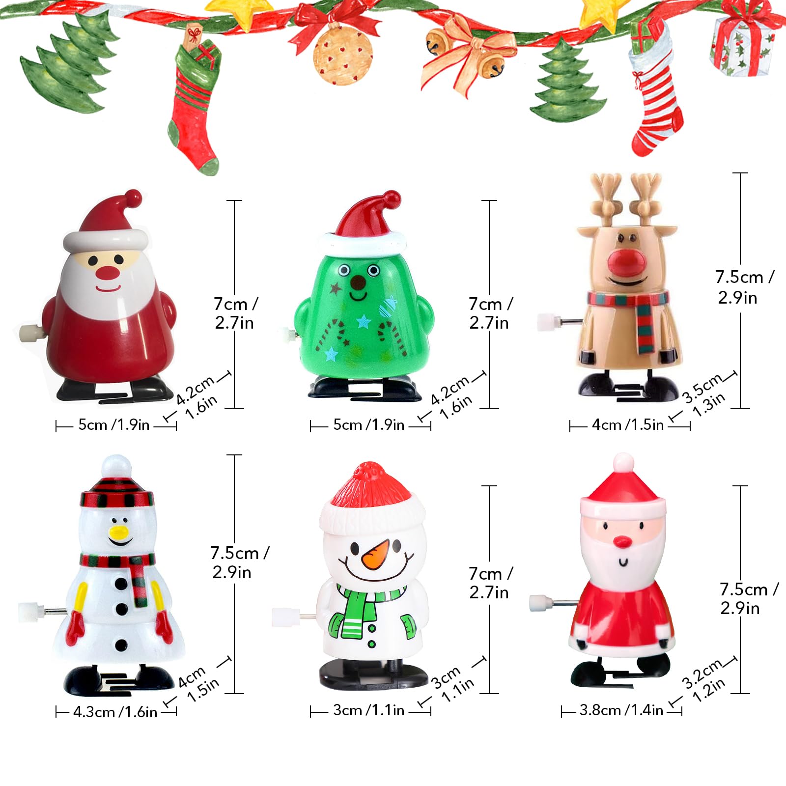 6pcs Christmas Wind Up Toy Clockwork,Santa Wind- up Toys Xmas Kids Toys Holiday Christmas Party, Perfect Party Bag & Xmas Stocking - Image 4
