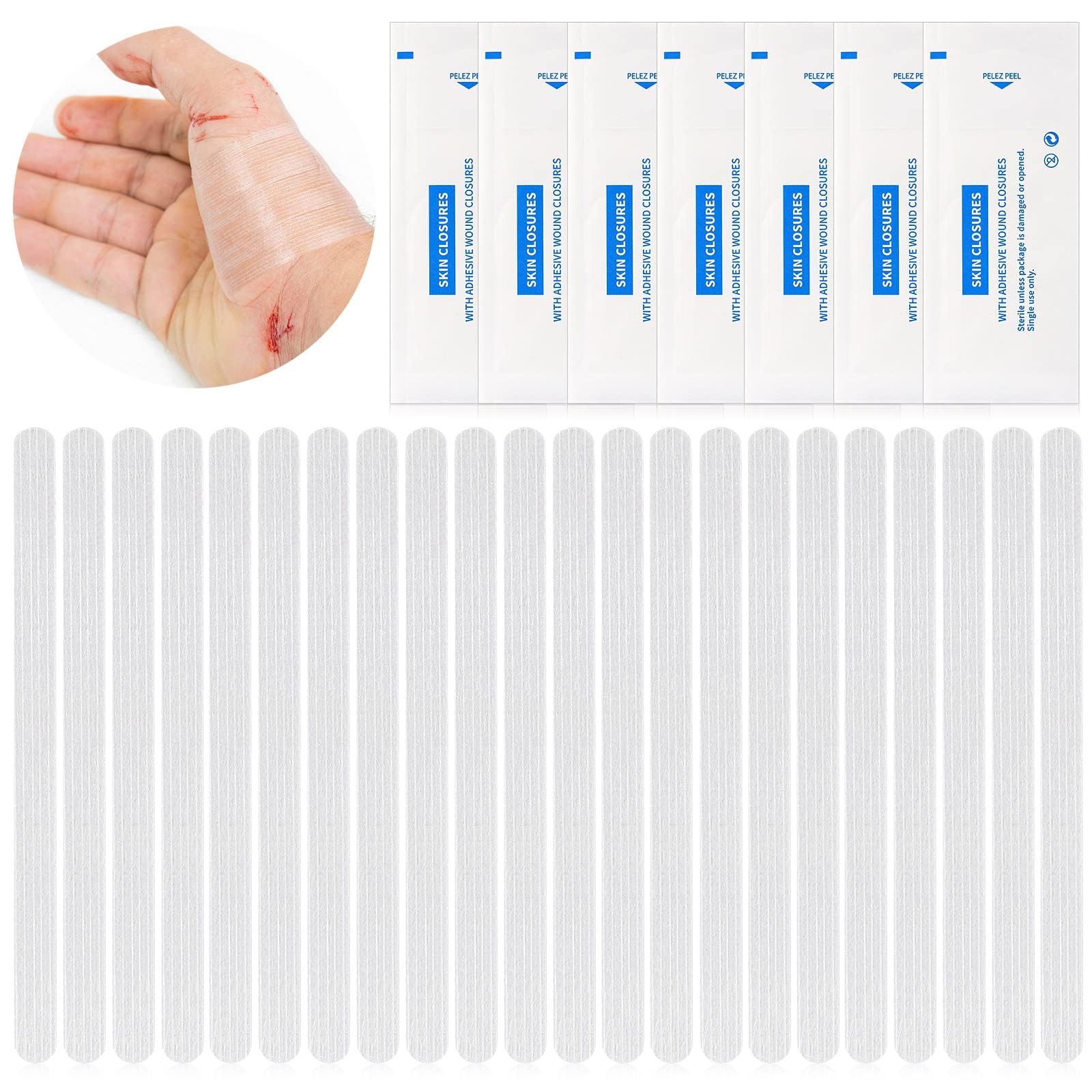 NALACAL 60 Adhesive Skin Closure Strips - 1/4 x 4 Inch/6 x 100 mm for Closing and Supporting Cuts Suture. Includes 12 Packs of 5 Strips Each