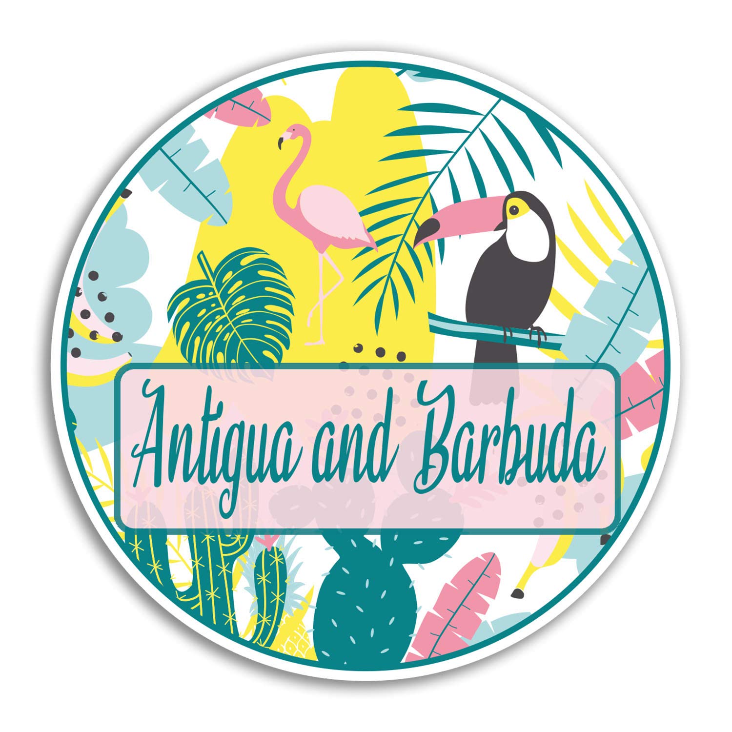 Destination Vinyl Ltd Multi 2 X 10Cm Antigua Barbuda Vinyl Stickers - Tropical Sticker Laptop Luggage #18682 (10Cm Wide)