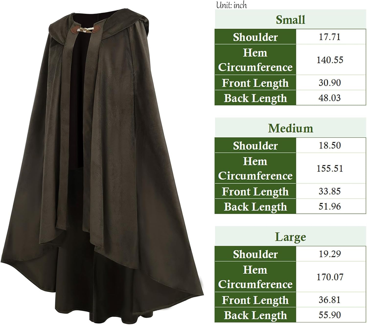 LTAKK Renaissance Cloak Women Medieval Cape Adult Witch Robe Ren Faire Halloween Costumes - Image 5