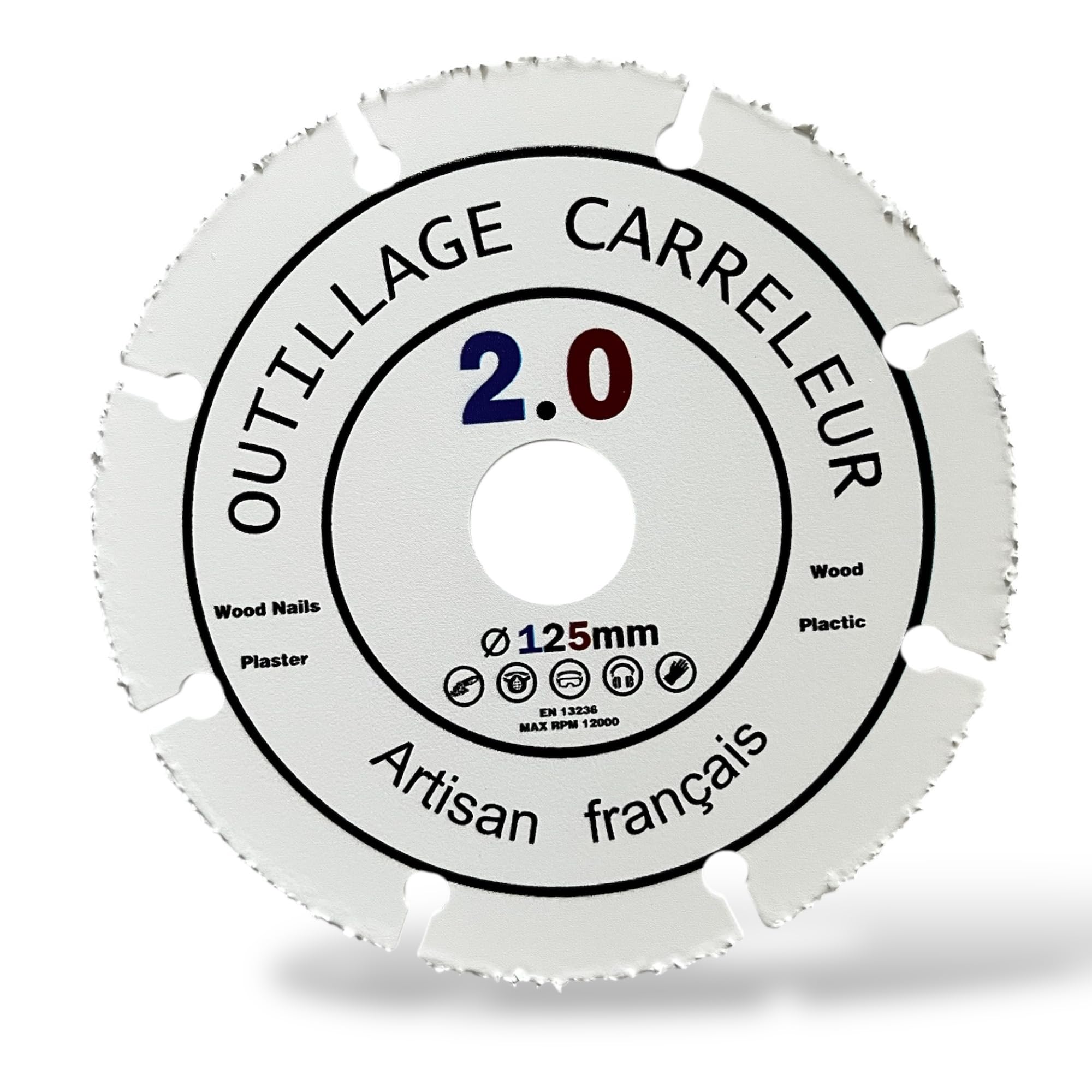 125mm Multipurpose Cutting Disc for Angle Grinder - Fast Clean Cut for Wood Plastic & PVC - 22.23mm Bore - Outillage Carreleur 2.0