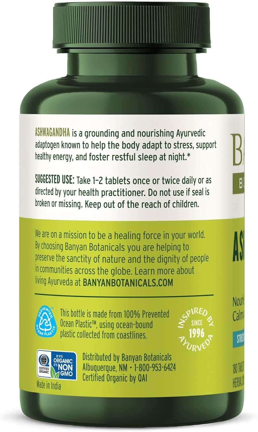 Banyan Botanicals Organic Ashwagandha - 1000mg per Serving - Cortisol Manager & Stress Relief Supplement - Adrenal Support for Mood, Restful Sleep & Muscle Recovery - 180 Tablets - Non-GMO, Vegan* - Image 6